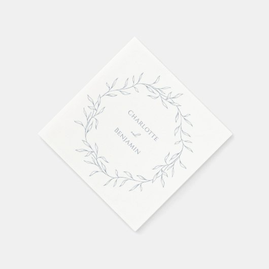 Dusty Blue Minimal Leaf Wedding Serviette (Ecke)