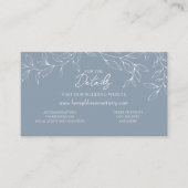 Dusty Blue Minimal Leaf Wedding Website QR Code Begleitkarte (Vorderseite)