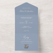 Dusty Blue Minimal Moderne Hochzeit All In One Einladung (Innen Boden)