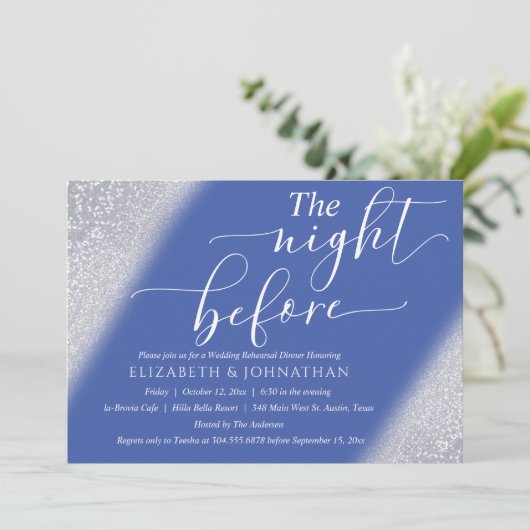 Dusty Blue Minimal Probe Dinner Einladung (Stehend Vorderseite)