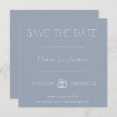 Dusty Blue Minimal Save the Date Einladung (Vorne/Hinten)