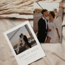 Dusty Blue Minimal Save the Date Einladung