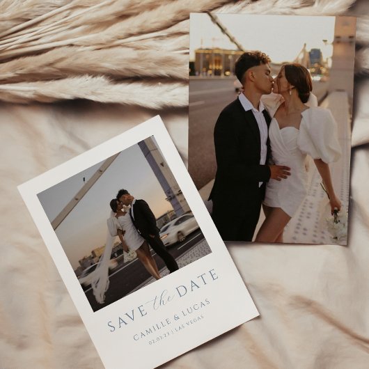 Dusty Blue Minimal Save the Date Einladung