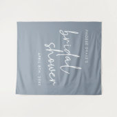 Dusty Blue Minimal Script Brautparty Backdrop Wandteppich (Vorderseite (Horizontal))