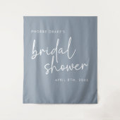 Dusty Blue Minimal Script Brautparty Backdrop Wandteppich (Vorderseite)