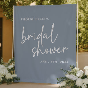 Dusty Blue Minimal Script Brautparty Backdrop Wandteppich