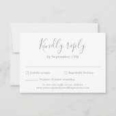 Dusty Blue Minimal Script Wedding RSVP Card Karte (Vorderseite)