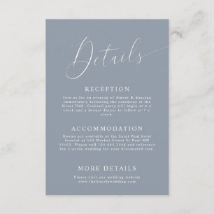 Dusty Blue Minimal Wedding Details Begleitkarte