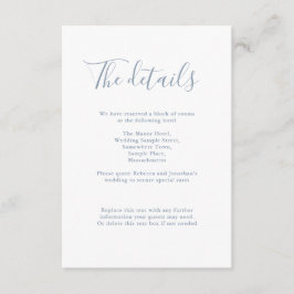Dusty Blue Minimal Wedding Details Begleitkarte
