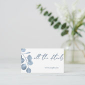 Dusty Blue Minimal Wedding Details Card Begleitkarte (Stehend Vorderseite)