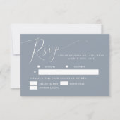 Dusty Blue Minimal Wedding Meal Choice RSVP Karte (Vorderseite)