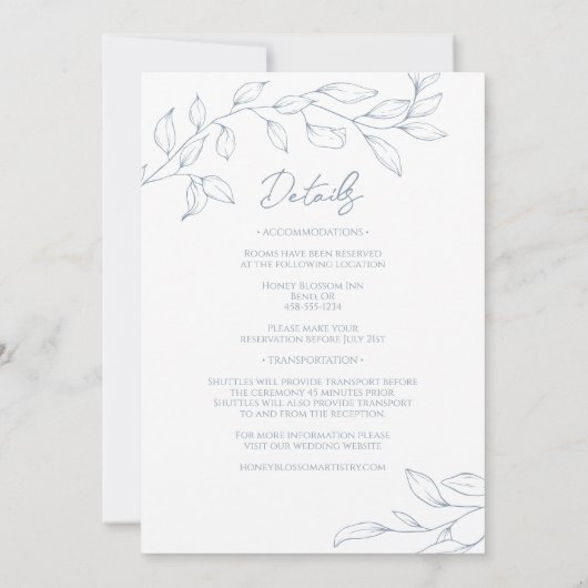 Dusty Blue Minimal Wedding Monogram Einladung (Rückseite)