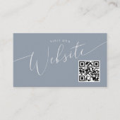 Dusty Blue Minimal Wedding Website QR Code Begleitkarte (Vorderseite)
