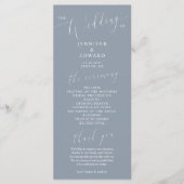 Dusty Blue Minimal Wedding Zeremony Programm (Vorderseite)