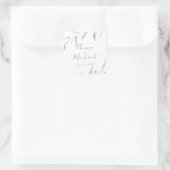 Dusty Blue Minimalgrün Gastgeschenk Hochzeit Quadratischer Aufkleber (Tasche)