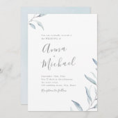 Dusty Blue Minimalgrün Hochzeit Einladung (Vorne/Hinten)