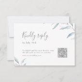 Dusty Blue Minimalgrün Hochzeit QR-Code RSVP Karte (Vorderseite)