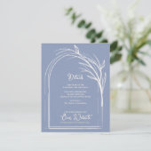 Dusty Blue Minimalist Arch Botanical Wedding Begleitkarte (Stehend Vorderseite)