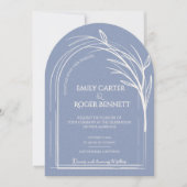 Dusty Blue Minimalist Arch Botanical Wedding Einladung (Vorderseite)