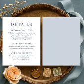 Dusty Blue Minimalist Elegant Wedding Details Einladung