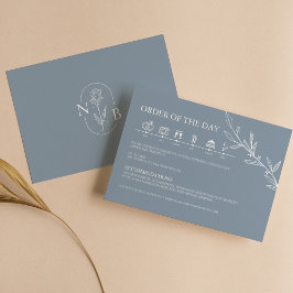 Dusty Blue Minimalist Modern Wedding Timeline Begleitkarte