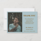 Dusty Blue Minimalist Photo Funeral Sympathy Dankeskarte (Vorderseite)