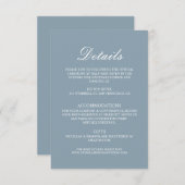 Dusty Blue Minimalist Wedding Details Begleitkarte (Vorne/Hinten)