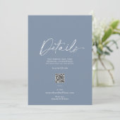 Dusty Blue Minimalist Wedding Details Card Einladung (Stehend Vorderseite)
