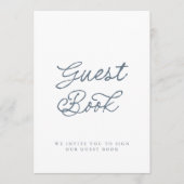 Dusty Blue Minimalist Wedding Guest Book Sign Einladung (Vorderseite)