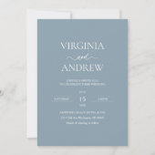 Dusty Blue Minimalist Wedding Monogram Einladung (Vorderseite)