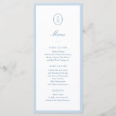 Dusty Blue Minimalist Wedding Monogram Flat Menu Menükarte (Vorderseite)