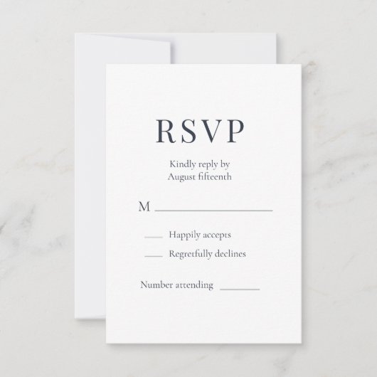 Dusty Blue Minimalist Wedding RSVP (Vorderseite)