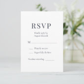 Dusty Blue Minimalist Wedding RSVP Karte (Stehend Vorderseite)
