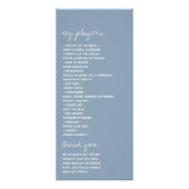 Dusty Blue Minimalistic Script Wedding Program Werbekarte (Hinten)