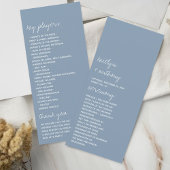 Dusty Blue Minimalistic Script Wedding Program Werbekarte