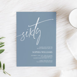 Dusty Blue Minimalistisch 60. Geburtstag Einladung