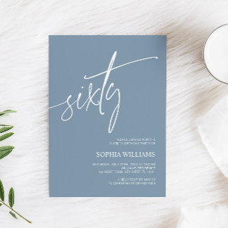 Dusty Blue Minimalistisch 60. Geburtstag Einladung