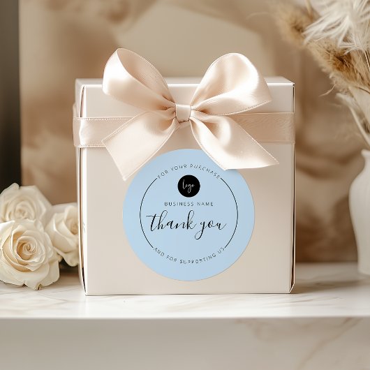 Dusty Blue Minimalistisch Ästhetik Danke Circle Runder Aufkleber