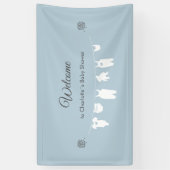Dusty Blue Minimalistisch Baby Boy Dusche Willkomm Banner (Vertikal)
