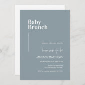 Dusty Blue Minimalistisch Baby Brunch Babydusche Einladung (Vorne/Hinten)