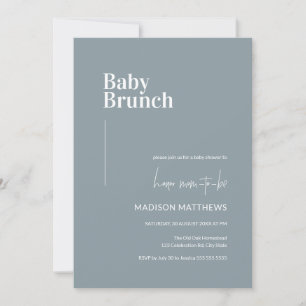 Dusty Blue Minimalistisch Baby Brunch Babydusche Einladung