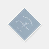 Dusty Blue Minimalistisch Birthday Individuelle Na Serviette (Ecke)