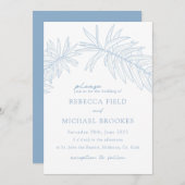 Dusty Blue Minimalistisch Botanical Einladung (Vorne/Hinten)