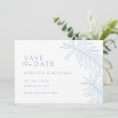 Dusty Blue Minimalistisch Botanical Save the Date (Stehend Vorderseite)