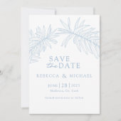 Dusty Blue Minimalistisch Botanical Save The Date (Vorderseite)