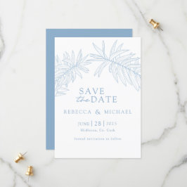 Dusty Blue Minimalistisch Botanical Save The Date