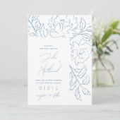 Dusty Blue Minimalistisch Botanical Wedding Einladung (Stehend Vorderseite)