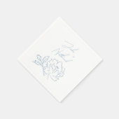 Dusty Blue Minimalistisch Botanical Wedding Serviette (Ecke)