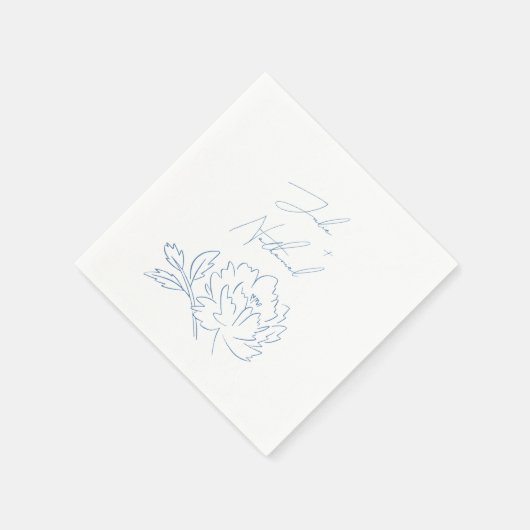 Dusty Blue Minimalistisch Botanical Wedding Serviette (Ecke)