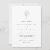 Dusty Blue Minimalistisch Bouquet QR Code Wedding Einladung (Vorderseite)
